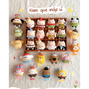 Móc Khoá Len Nhung Hình Thú Mặt Vuông Ice Cream Que Kem Animal Động Vật Mix Dễ Thương Handmade