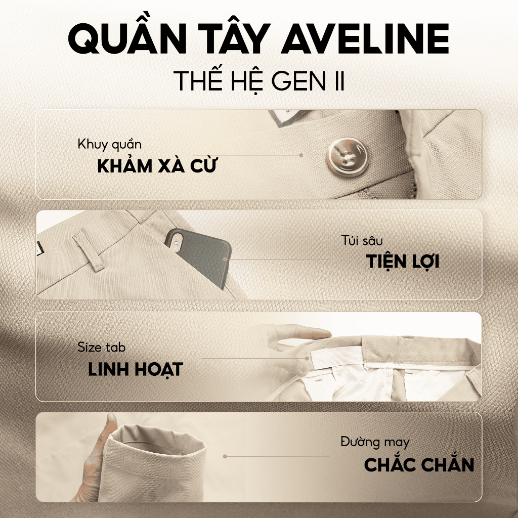 Quần tây AVELINE kaki cá sấu, dáng chuẩn thanh lịch, chất liệu dày dặn đứng form, thiết kế tinh giản sang trọng - FEAER