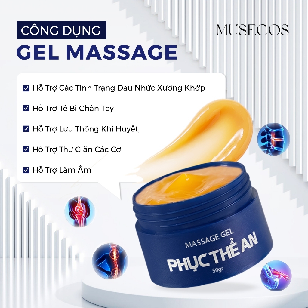 Gel Massage Phục Thể An 50gr - Hỗ Trợ Giảm Các Triệu Chứng Tê Nhức, Mỏi Cơ Khớp, Mang Lại Cảm Giác Thư Thái | Kết Cấu Má