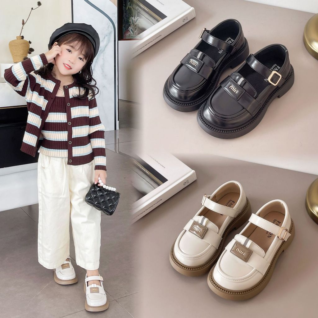 [M020] Giày Búp Bê Bé Gái Đi Học Da Mềm Êm Chân - Giày Mary Jane Cổ Điển Quai Dán Tiện Lợi Cho Bé Từ 2-10 Tuổi