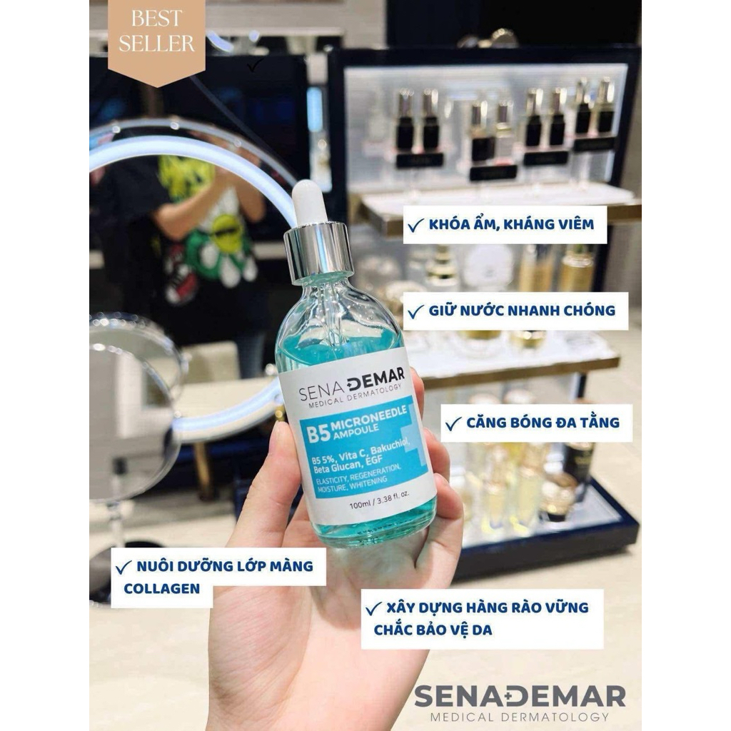 Serum B5 sena demar b5 microneedle ampoule giúp dưỡng ẩm, giảm nhăn, 50ml/100ml - hạn 2028 serum b5 senademar  IS405