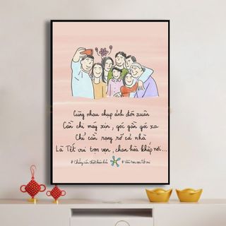 Tranh Cavas Treo Tường Chủ Đề Tết Đoàn Viên BH215 - Tranh Treo Tường Trang Trí Quán Nước, Nhà Hàng, Homestay