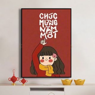 Tranh Cavas Treo Tường Chủ Đề Tết Đoàn Viên BH215 - Tranh Treo Tường Trang Trí Quán Nước, Nhà Hàng, Homestay