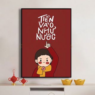 Tranh Cavas Treo Tường Chủ Đề Tết Đoàn Viên BH215 - Tranh Treo Tường Trang Trí Quán Nước, Nhà Hàng, Homestay