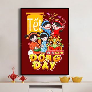 Tranh Cavas Treo Tường Chủ Đề Tết Đoàn Viên BH215 - Tranh Treo Tường Trang Trí Quán Nước, Nhà Hàng, Homestay