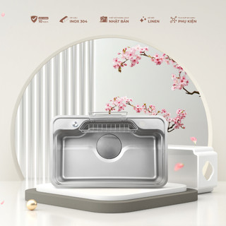 Chậu rửa bát Kluger KF7848FS Plus nhập khẩu, thiết kế 1 hố phong cách Nhật