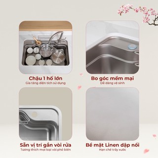 Chậu rửa bát Kluger KF7848FS Plus nhập khẩu, thiết kế 1 hố phong cách Nhật