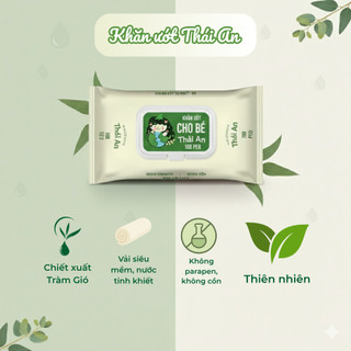 Thùng 24 Gói Khăn Giấy Ướt Tinh Dầu Tràm Cho Bé Thái An 100 Tờ Không Cồn Làm Sạch Kháng Khuẩn Giảm Hăm An Toàn Bé Yêu