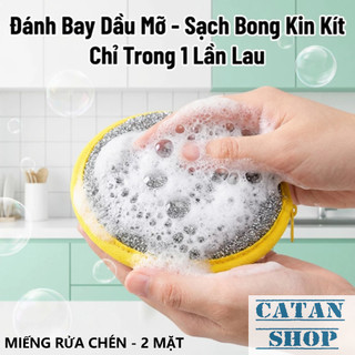 Mút Rửa Chén 2 Lớp Dày Dặn Siêu Thấm Hút Rửa Sạch Dầu Mỡ, Miếng Rửa Bát 2 Mặt Bọt Biển Cọ Xoong Nồi