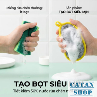 Mút Rửa Chén 2 Lớp Dày Dặn Siêu Thấm Hút Rửa Sạch Dầu Mỡ, Miếng Rửa Bát 2 Mặt Bọt Biển Cọ Xoong Nồi