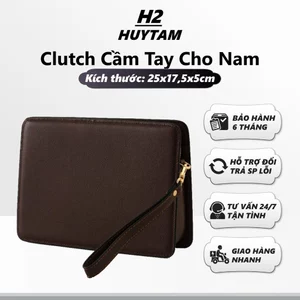 Clutch Cầm Tay Thời Trang Nam Cao Cấp, Chất Da Mềm Bóng, Phong Cách Hiện Đại 25x17,5x5