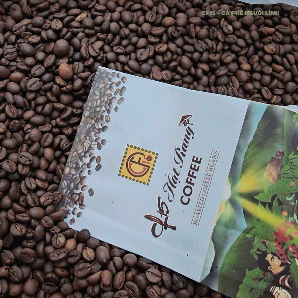 Cà Phê Hạt Rang CF15 Gói 500gram Robusta Nguyên Chất | Cà Phê Người Lính