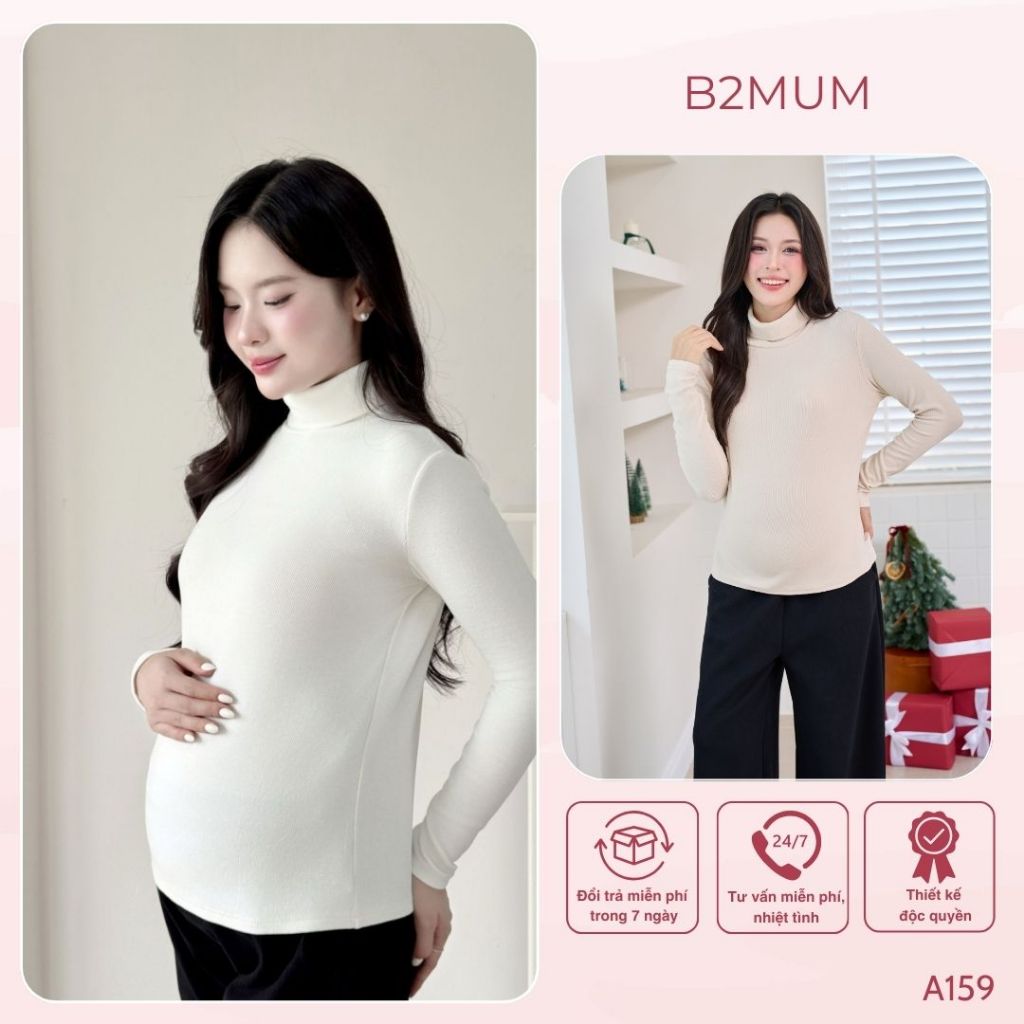 QUẦN SUÔNG BẦU + ÁO GIỮ NHIỆT cao cổ chất tăm mềm mại, co giãn tốt mặc được khi mang bầu - A159 Q300
