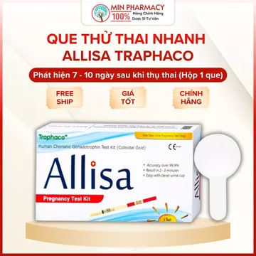 [CHE TÊN] Que thử thai nhanh Allisa Traphaco chính xác, phát hiện 7 - 10 ngày sau khi thụ thai Hộp 1 que