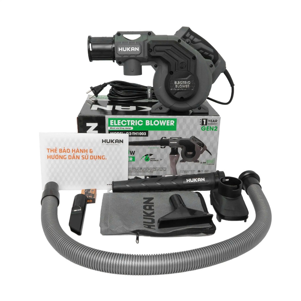Máy Thổi Hút Bụi 2 Trong 1 HUKAN G2-TH1003, Công Suất Lớn 1000w, 6 Cấp Chỉnh Tốc Độ - Motor Đồng