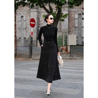 Chân Váy Dáng Xòe Tôn Eo Thiết Kế Đính Đá SOLIIN Phong Cách Thanh Lịch Công Sở DORA SKIRT