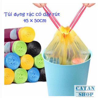 Túi Rác Có Quai Rút Tiện Lợi 1 Cuộn Kích Thước 45x50cm – Chất Liệu Phân Hủy Sinh Học, Nhiều Màu Sắc