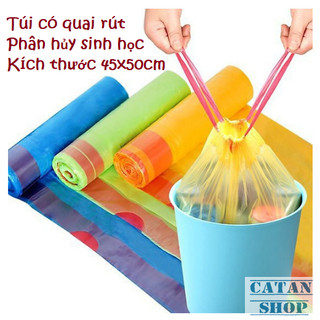 Túi Rác Có Quai Rút Tiện Lợi 1 Cuộn Kích Thước 45x50cm – Chất Liệu Phân Hủy Sinh Học, Nhiều Màu Sắc
