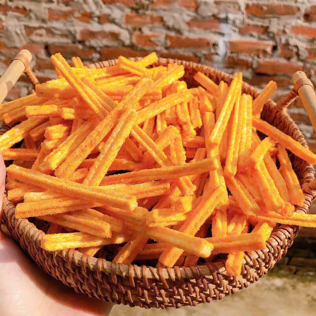 500Gr Snack Khoai Tây Lắc Phô Mai, Khoai Tây Ống Phủ Phô Mai Giòn Tan, Đậm Vị