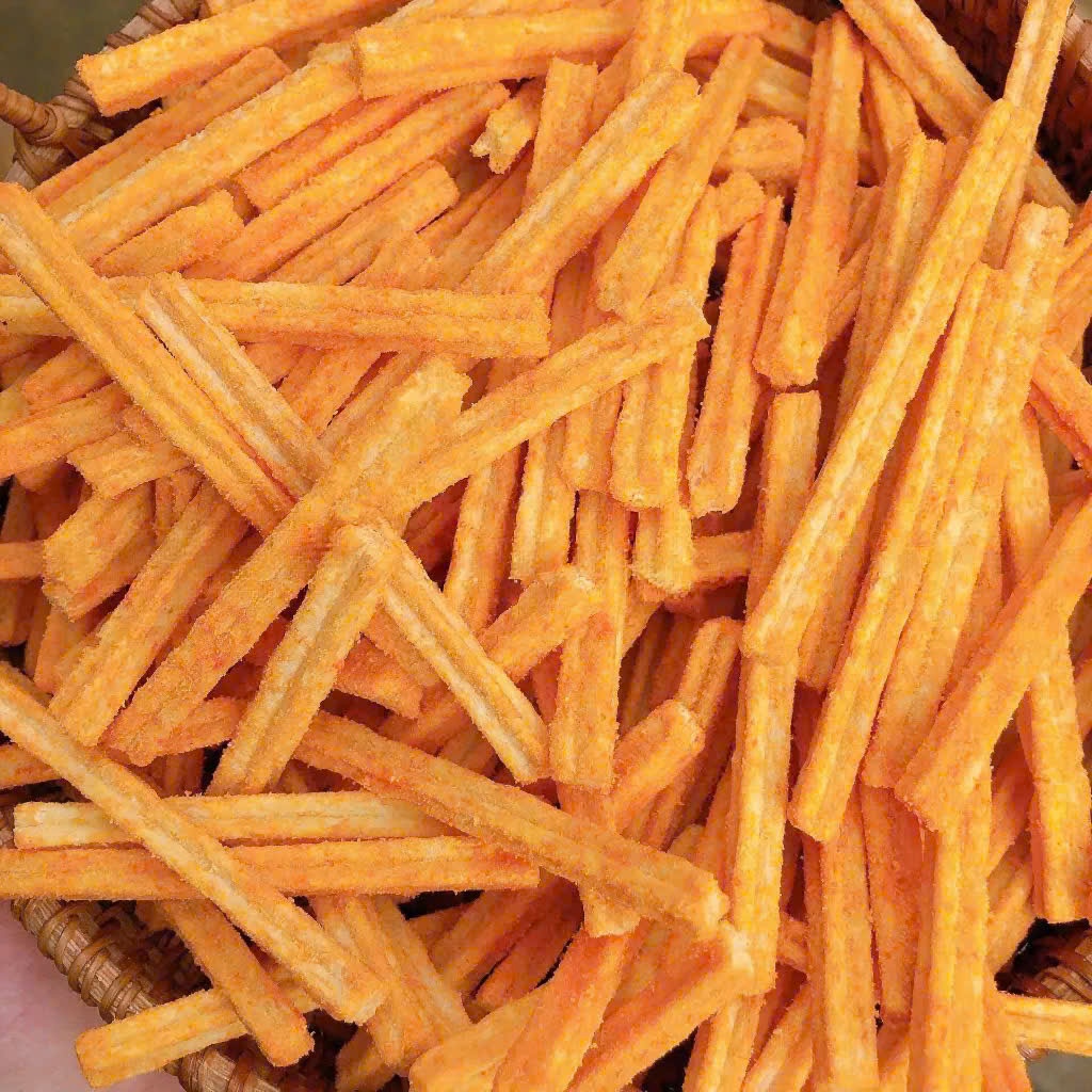 500Gr Snack Khoai Tây Lắc Phô Mai, Khoai Tây Ống Phủ Phô Mai Giòn Tan, Đậm Vị