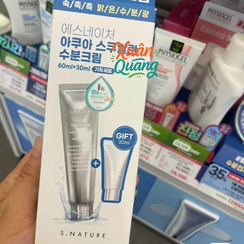 【Nhập khẩu nguyên hộp chính hãng từ Hàn Quốc】Kem dưỡng ẩm S.NATURE Aqua Squalane [60ml + 30ml]