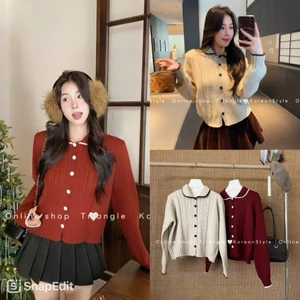 TRIANGLE - Lotus Sweater (Cân nhắc kỹ, return is not welcomed)- Áo len cổ sen phong cách Hàn Quốc thanh lịch