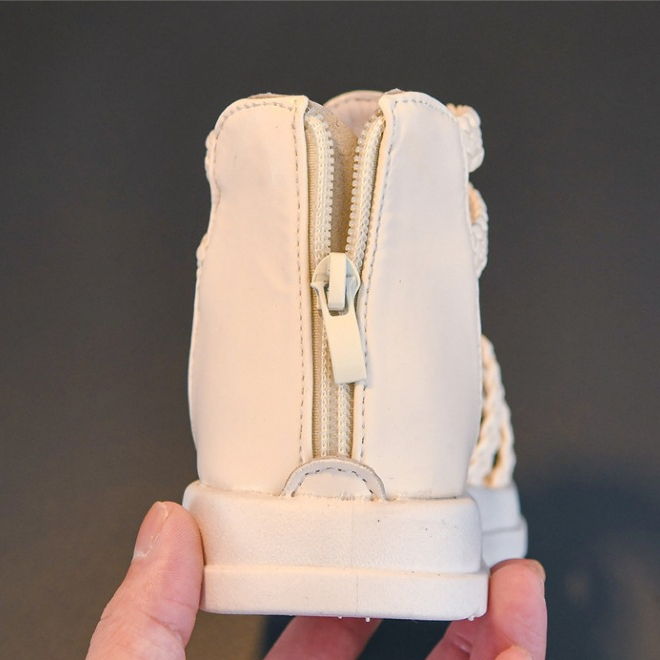 [M013] Sandal Chiến Binh Bé Gái Cổ Cao Đính Đá Sang Chảnh, Giày Sandal Quai Tết Cách Điệu Đế Mềm Chống Trơn Trượt
