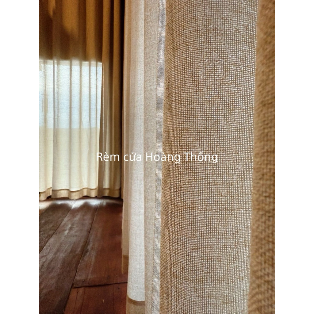 (size đại) Rèm khoen, Đũi linen, chất liệu mềm mại, chống nắng 50%, trang trí căn phòng thêm xinh xắn.