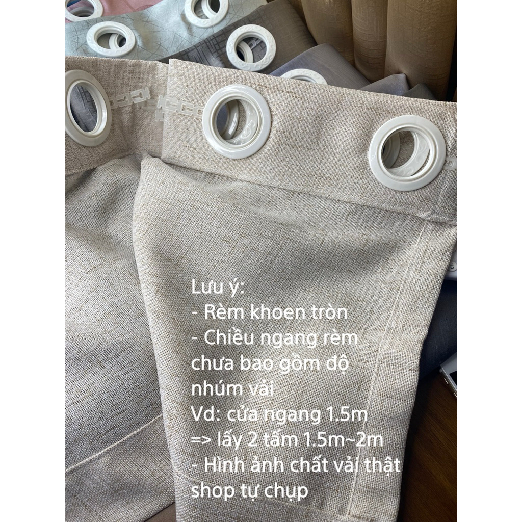 (size đại) Rèm khoen, Đũi linen, chất liệu mềm mại, chống nắng 50%, trang trí căn phòng thêm xinh xắn.