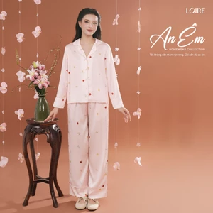 Bộ Mặc Nhà Ngọc Hoa Loire FDMN250335 Chất Lụa Pháp Bộ Đồ Ngủ Dài Tay Mùa Thu Đông