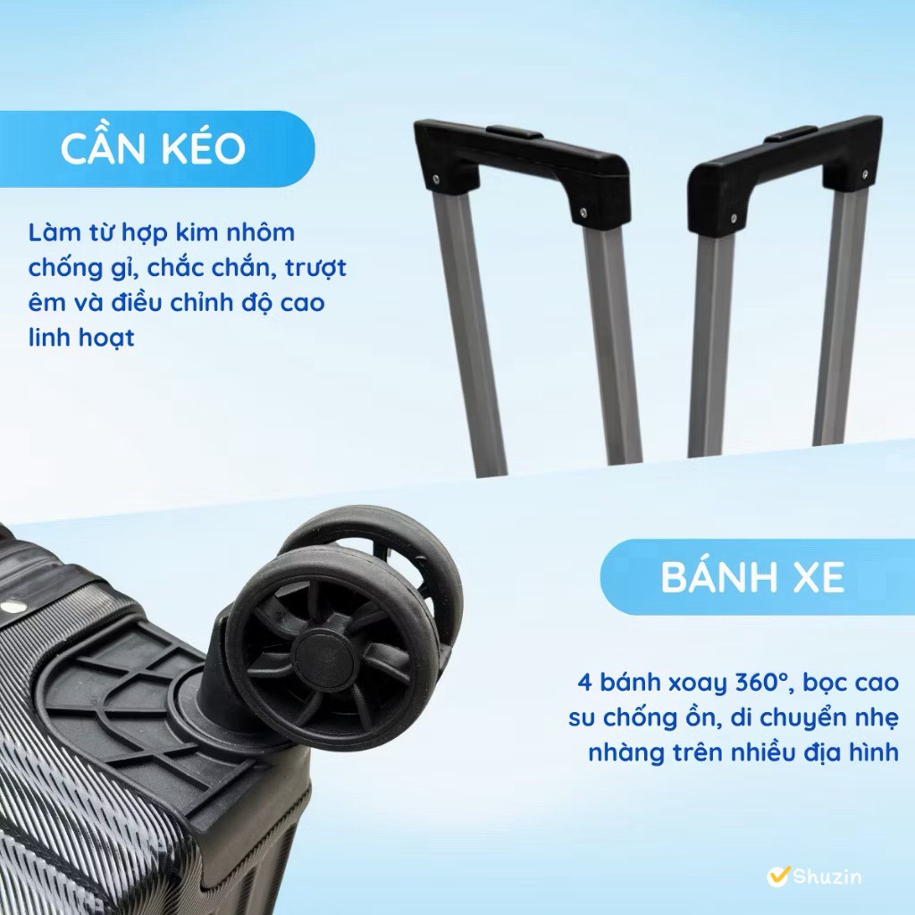 Vali Khung Nhôm Khóa Sập Bo Góc Kim Loại Chống Bể Vỡ