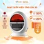 Quạt Sưởi Gốm IQKAO 2000W Hiệu Ứng Lửa 3D Máy Sưởi Decor Xoay Đảo Chiều, An Toàn, Không Khô Da