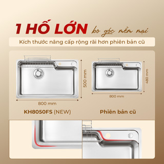 Chậu rửa bát Kluger KH8050FS Plus thiết kế phong cách Nhật, chất liệu INOX 304 cao cấp, bề mặt LINEN