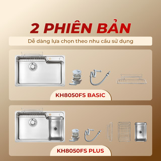 Chậu rửa bát Kluger KH8050FS Plus thiết kế phong cách Nhật, chất liệu INOX 304 cao cấp, bề mặt LINEN