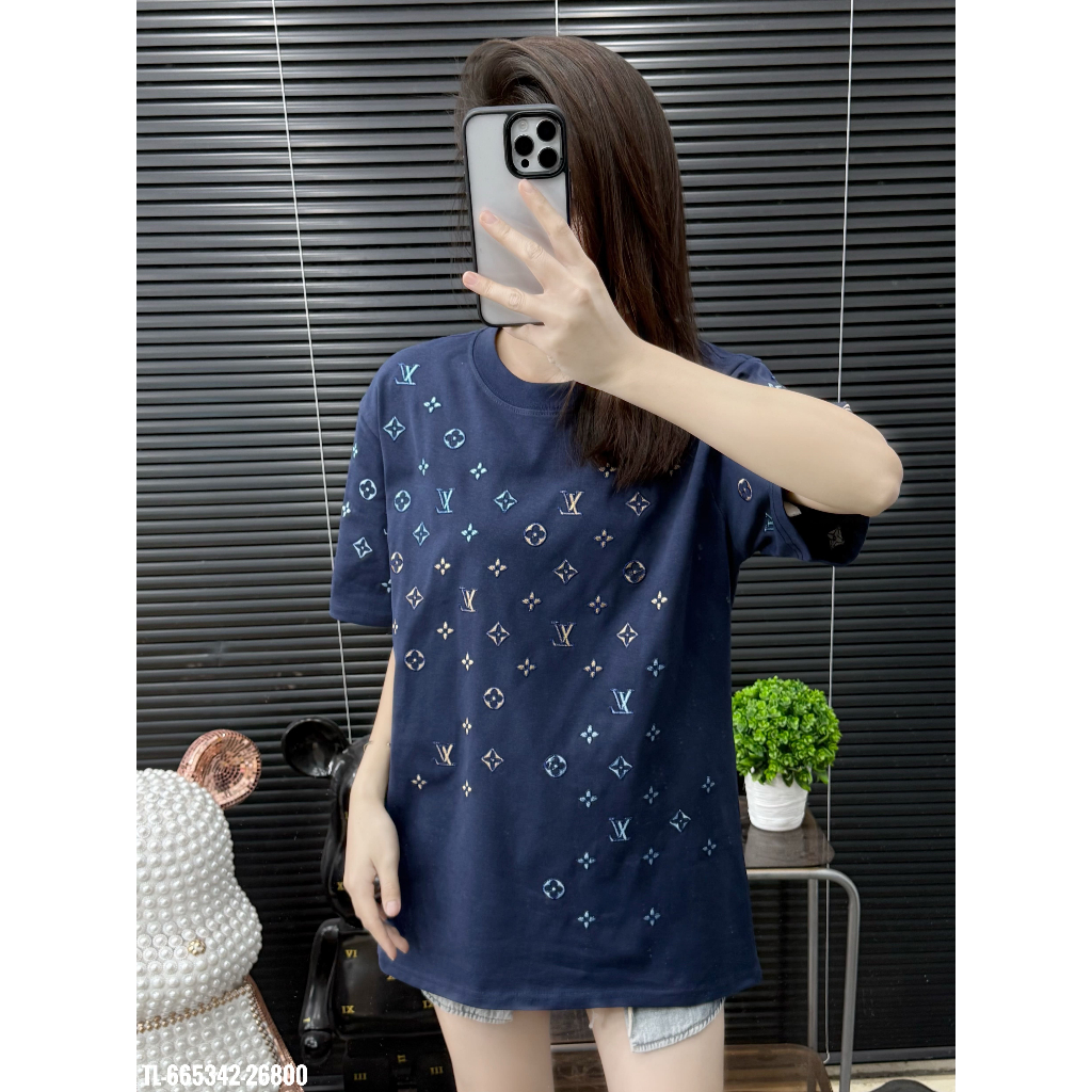 ÁO thun nam QC cổ tròn họa tiết thêu tay ngắn phong cách trẻ trung chuẩn from