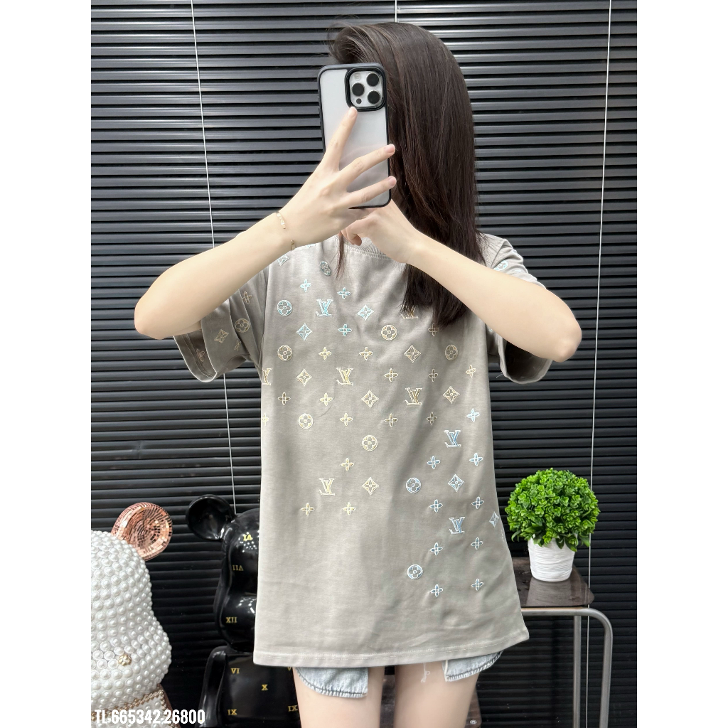ÁO thun nam QC cổ tròn họa tiết thêu tay ngắn phong cách trẻ trung chuẩn from