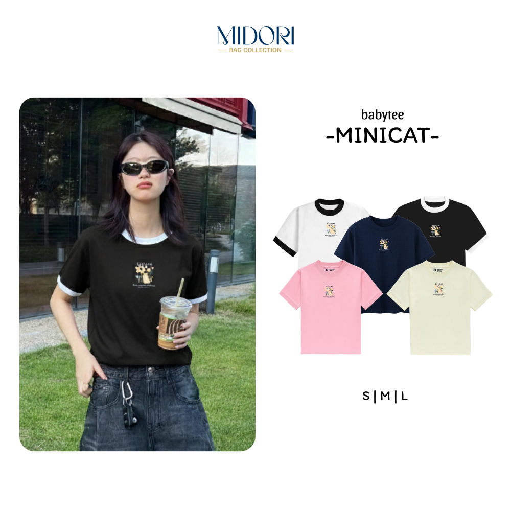 Áo Thun Baby Tee Mini Cat Thời Trang Phông Nam Nữ Unisex Cotton Local Brand | MIDORI BAG COLLECTION