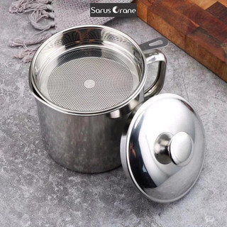Ca Lọc Dầu Ăn Inox 304 Cao Cấp 1.3L - Bình Đựng Dầu Có Lưới Lọc Cặn Siêu Mịn, Vòi Rót Chống R