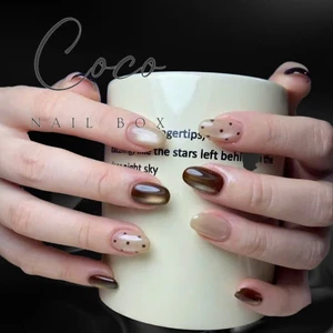Nail Box thiết kế G158 màu thạch trà mắt mèo chấm bi đơn giản tôn da nhà Gemychip