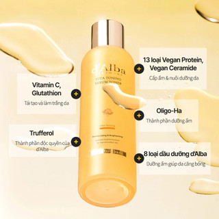 (Hàng Công TY) Nước Hoa Hồng d'Alba Vita Toning Toner Dưỡng Ẩm, Chống Lão Hoá 180ml Duduhouse