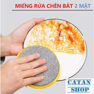 Mút Rửa Chén 2 Lớp Dày Dặn Siêu Thấm Hút Rửa Sạch Dầu Mỡ, Miếng Rửa Bát 2 Mặt Bọt Biển Cọ Xoong Nồi