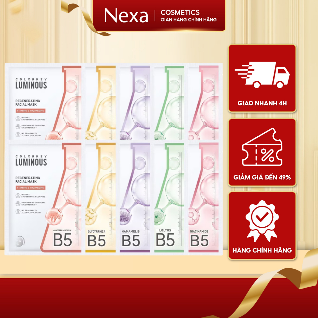 Combo 10 Mặt Nạ Colorkey Dưỡng Ẩm, Mờ Thâm, Sáng Da, Giảm Mụn 25ml ...