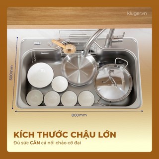 Chậu rửa bát Kluger KT8050SL Plus phong cách Nhật, bề mặt mịn Super LINEN thẩm mỹ và dễ vệ sinh hơn