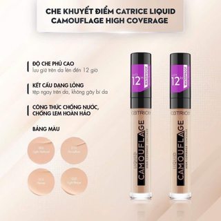 Kem che khuyết điểm Catrice Liquid Camouflage High Coverage Concealer che phủ tốt giữ màu 12h 5ml
