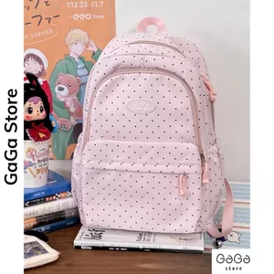 Balo nữ đi học nhiều ngăn họa tiết chấm bi dễ thương Ulzzang cho học sinh các cấp B901 gagastore