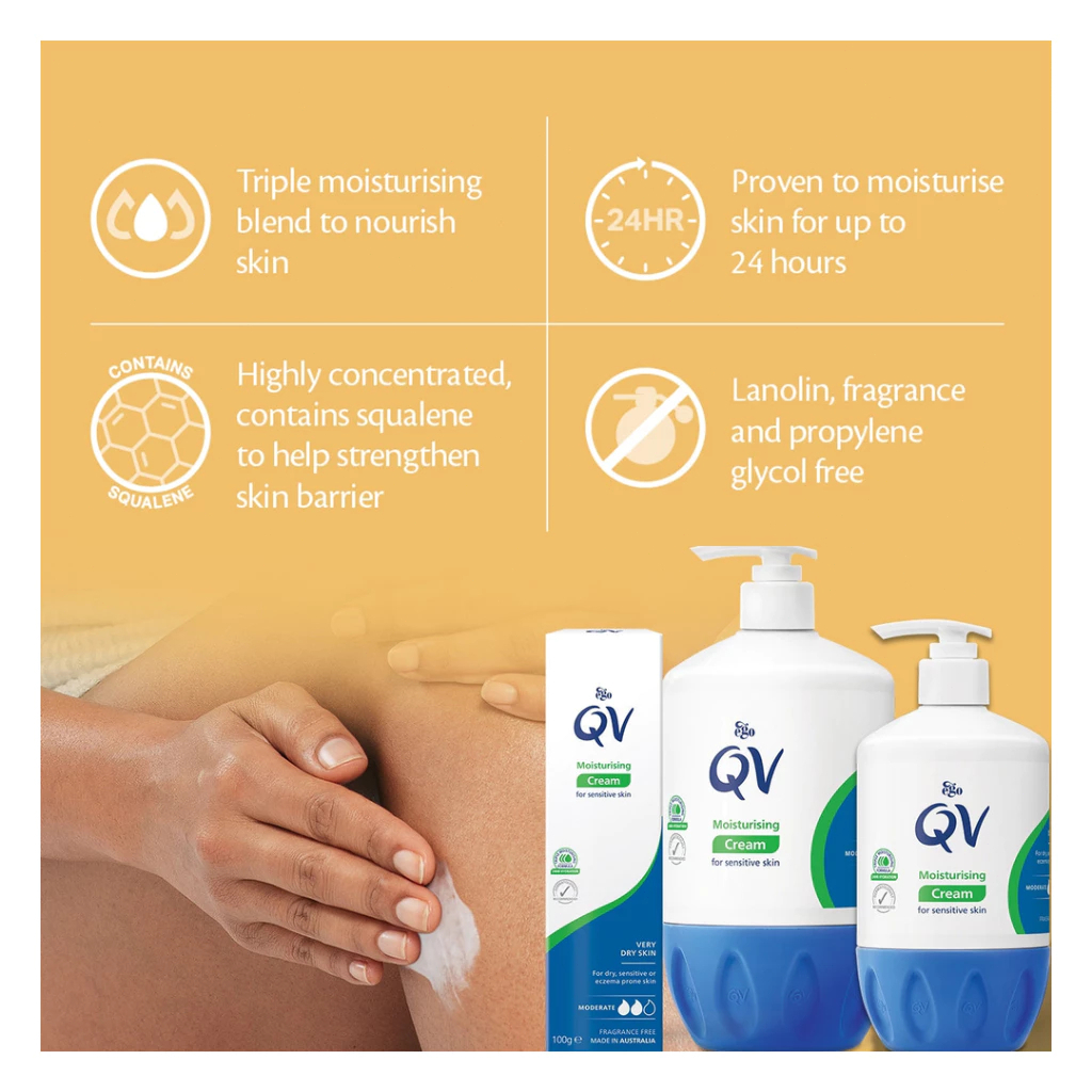 QV Cream Treatment And Relief For Dry Skin Conditions 500g / Kem Dưỡng Ẩm Phục Hồi Da Khô Nhạy Cảm QV Cream 500g