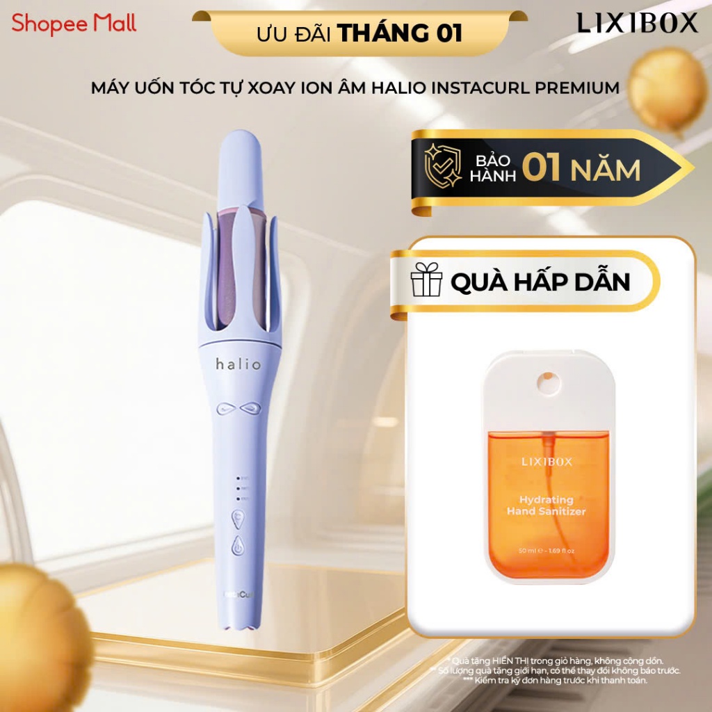 Máy Uốn Tóc Tự Động Xoay Halio InstaCurl Premium Automatic Hair Styler - Periwinkle