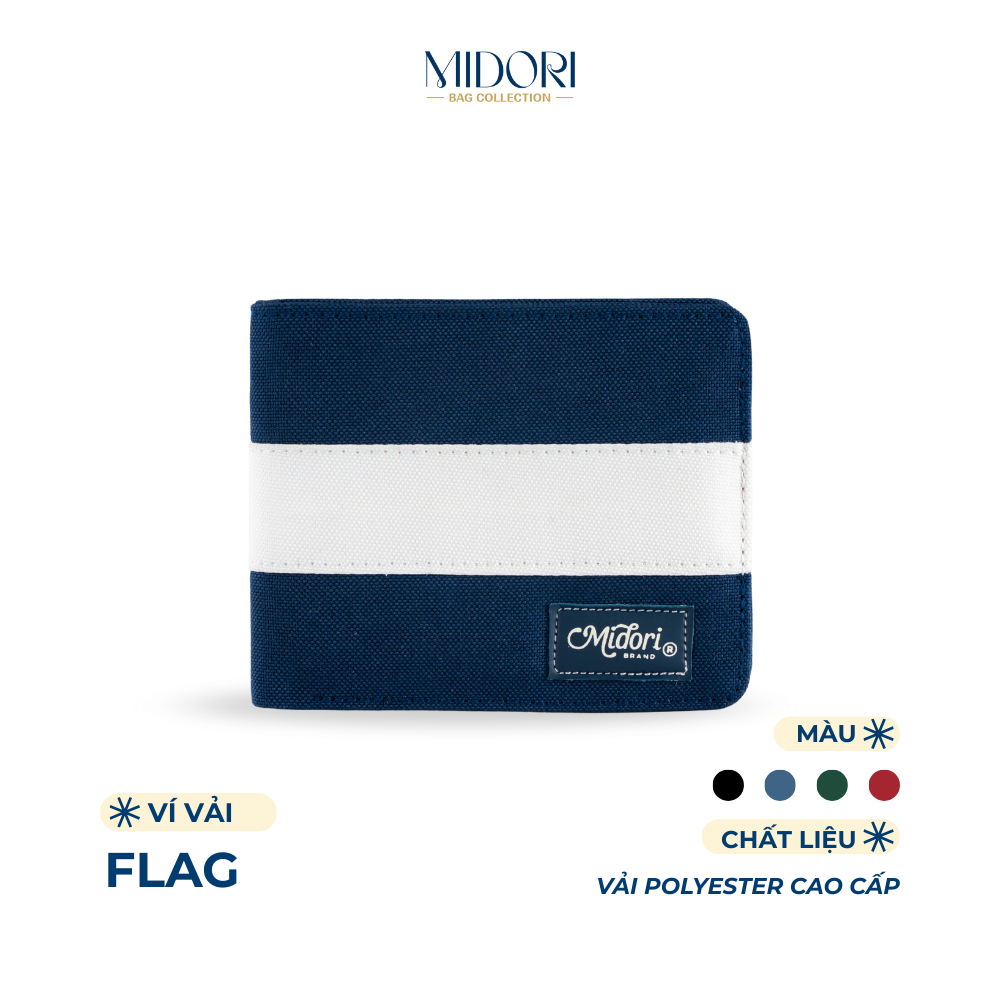 Ví Vải Nam Nữ FLAG Bóp Đựng Tiền Thẻ Unisex Nhiều Ngăn Polyester Cao Cấp | MIDORI BAG COLLECTION