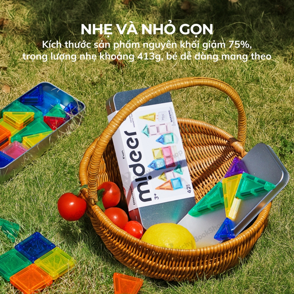 Đồ chơi nam châm xếp hình mini Mideer lắp ráp mô hình Colorful Magnetic Tiles