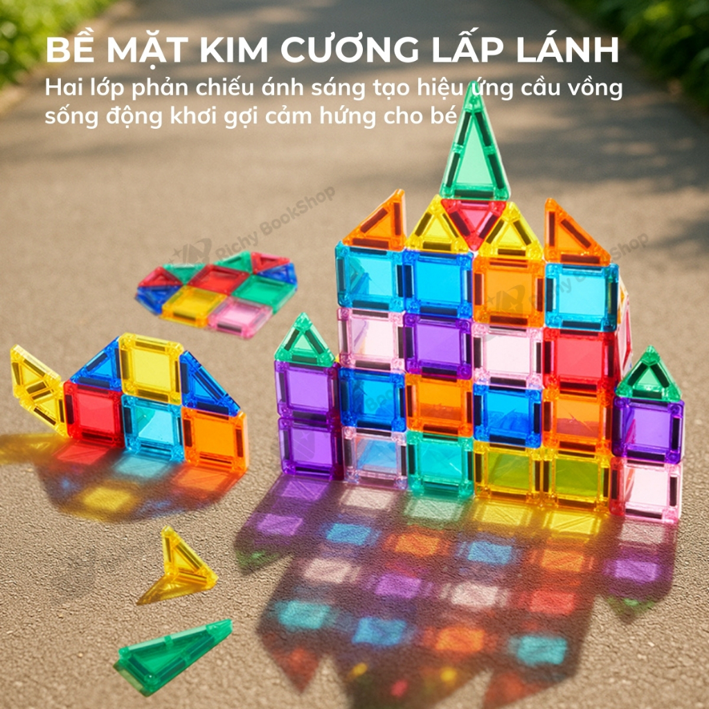 Đồ chơi nam châm xếp hình mini Mideer lắp ráp mô hình Colorful Magnetic Tiles